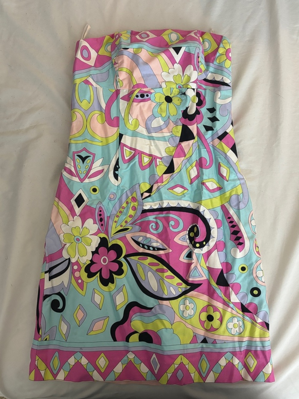 Floral Strapless Melly M Dress - Pink, Aqua & Lime